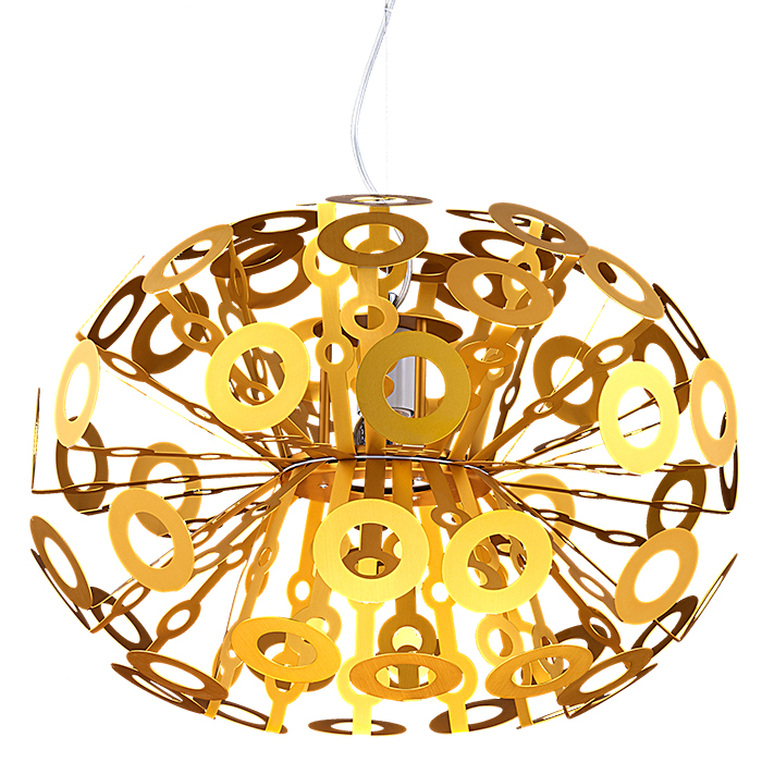 HMR - 17.72" Modern Art Deco 1-Light Round Pendant Light in Gold