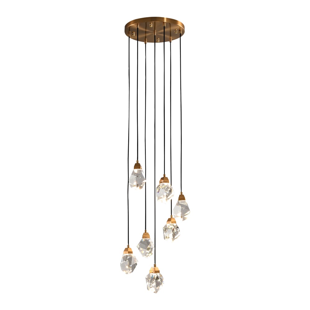 HMR - 7-Light LED Crystal Entryway Foyer Chandelier Tiered Long Pendant Light Home Decor