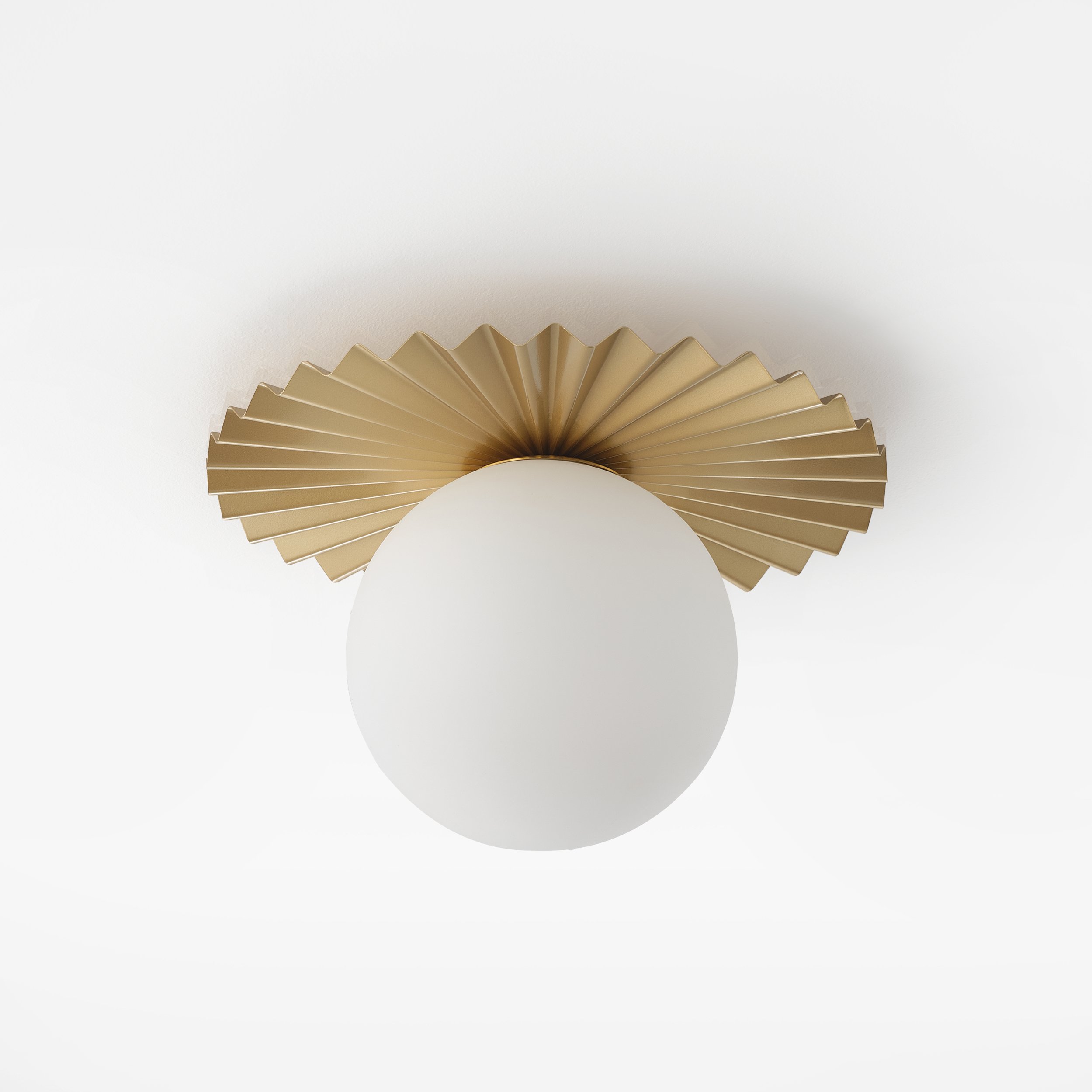 HMR - Golden LED Pleated Single Round Glass Flush Mount Ceiling Light