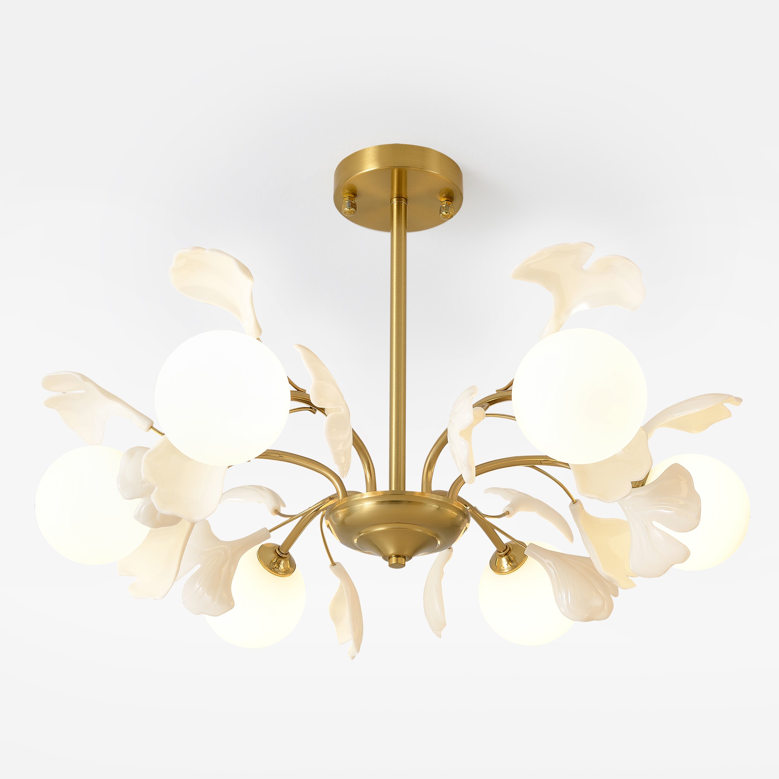 HMR - 6-Light Ceiling Light with Metal and Glass in Gold and White