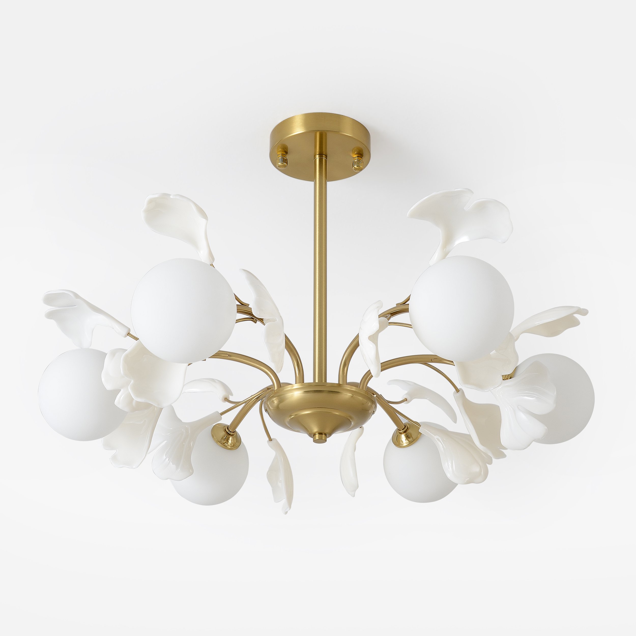 HMR - 6-Light Ceiling Light with Metal and Glass in Gold and White