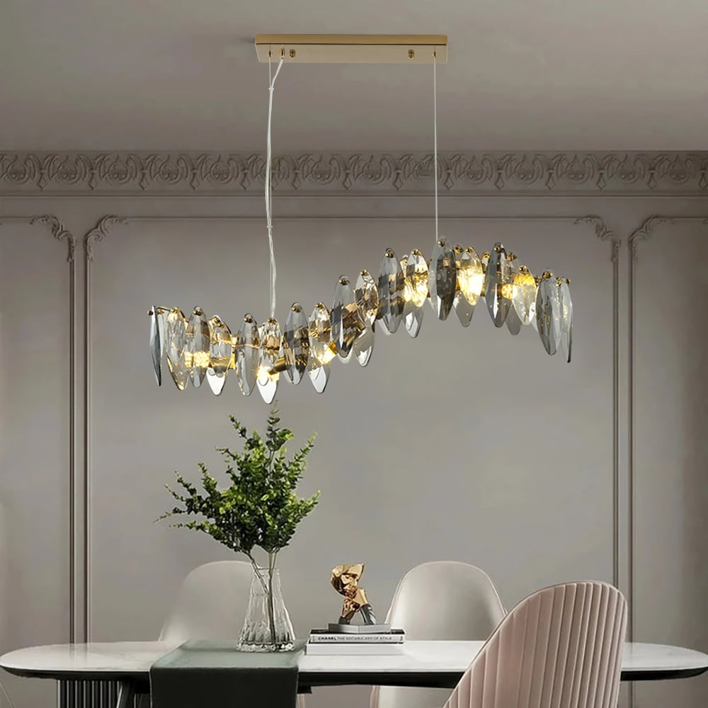 HMR - Modern 6-Light Anthracite Crystal Chandelier Light