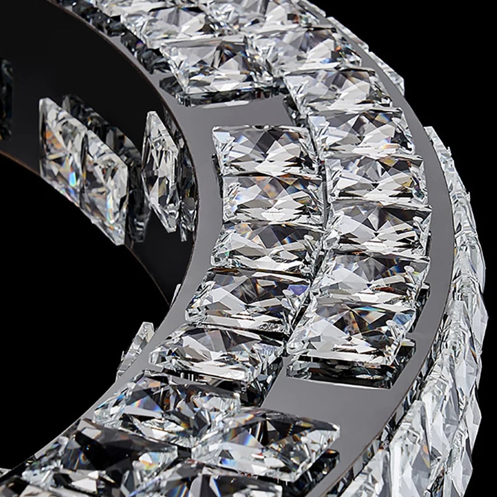 HMR - K9 Crystal Silver Stainless Steel Ring Chandelier Double Layer Ceiling Light