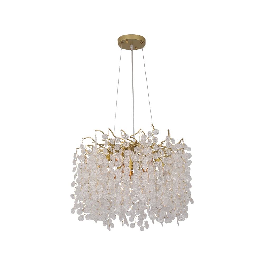 HMR - Art Deco 9-Light Gold Branch Pendant Crystal Chandelier Light for Living Room