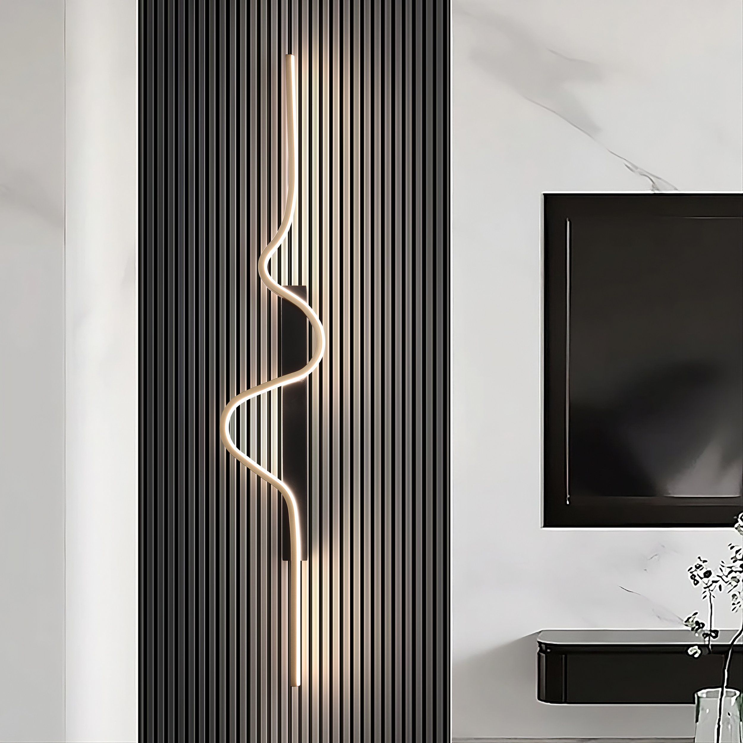 HMR - 39.4" Black and Gold Tri-color LED Wall SconceLighting