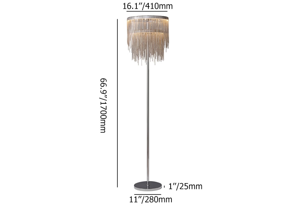 HMR - Postmodern Chrome LED Tassel Floor Lamp Home Decor Standing Lamp for Living Room
