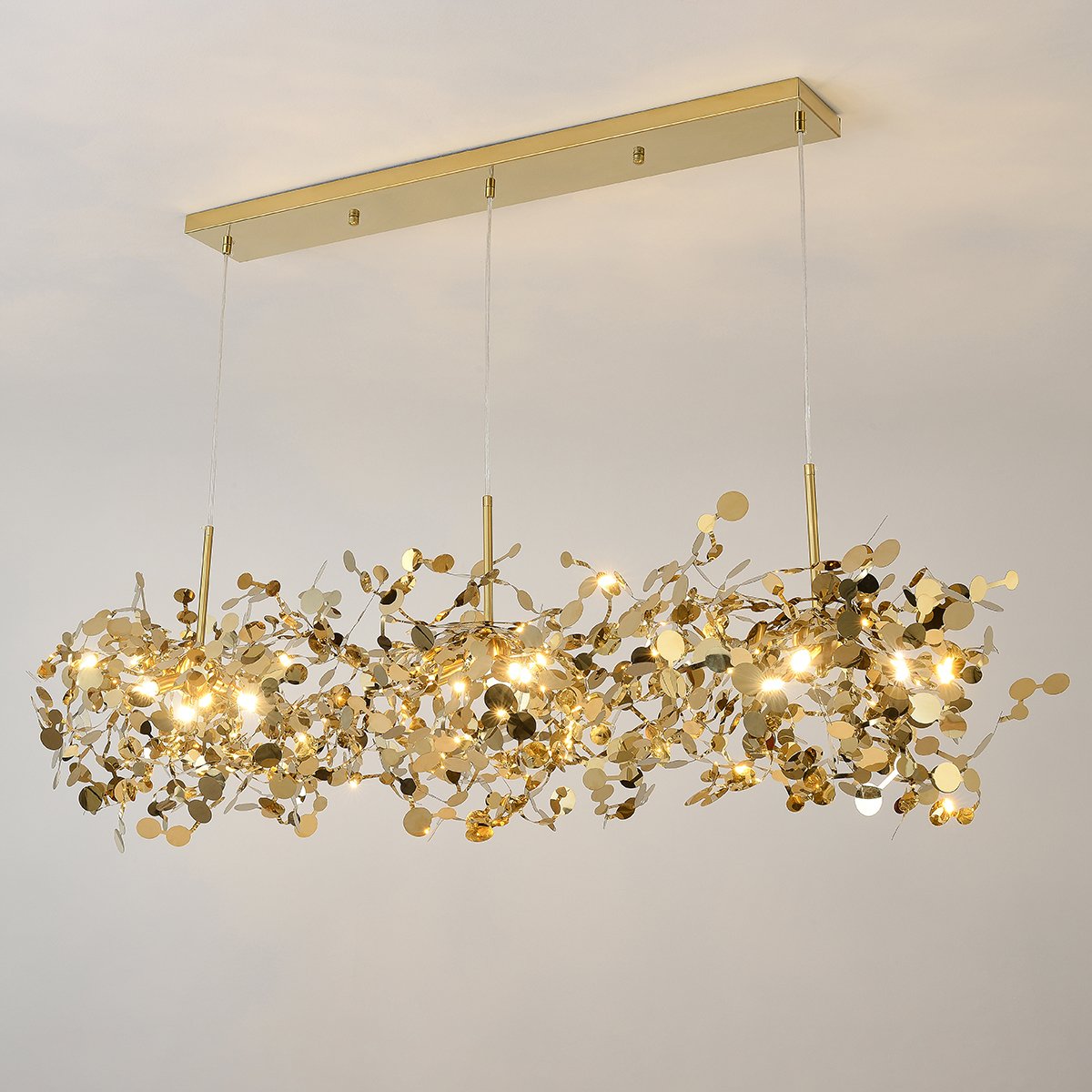 HMR - 9-light Luxury Stainless Steel Gold kitchen island chandelier Bright Ceiling Light