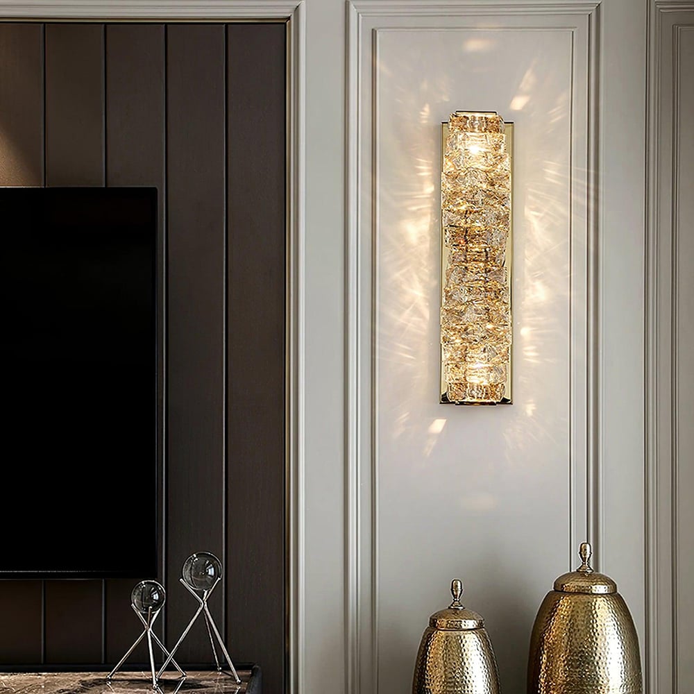 HMR - Modern Chrome Crystal Clear LED Wall Sconces Silver Bedside Wall Lamp with Warm light