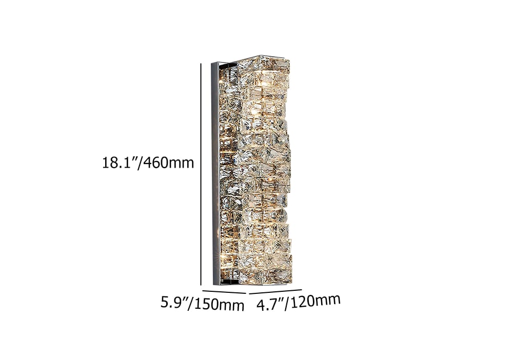 HMR - Modern Chrome Crystal Clear LED Wall Sconces Silver Bedside Wall Lamp with Warm light