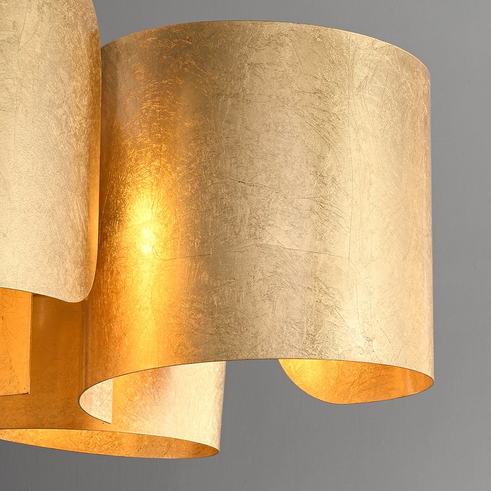 HMR - Glam Gold Chandelier 4-Light Drum Pendant Light Unique Scrolled Shape