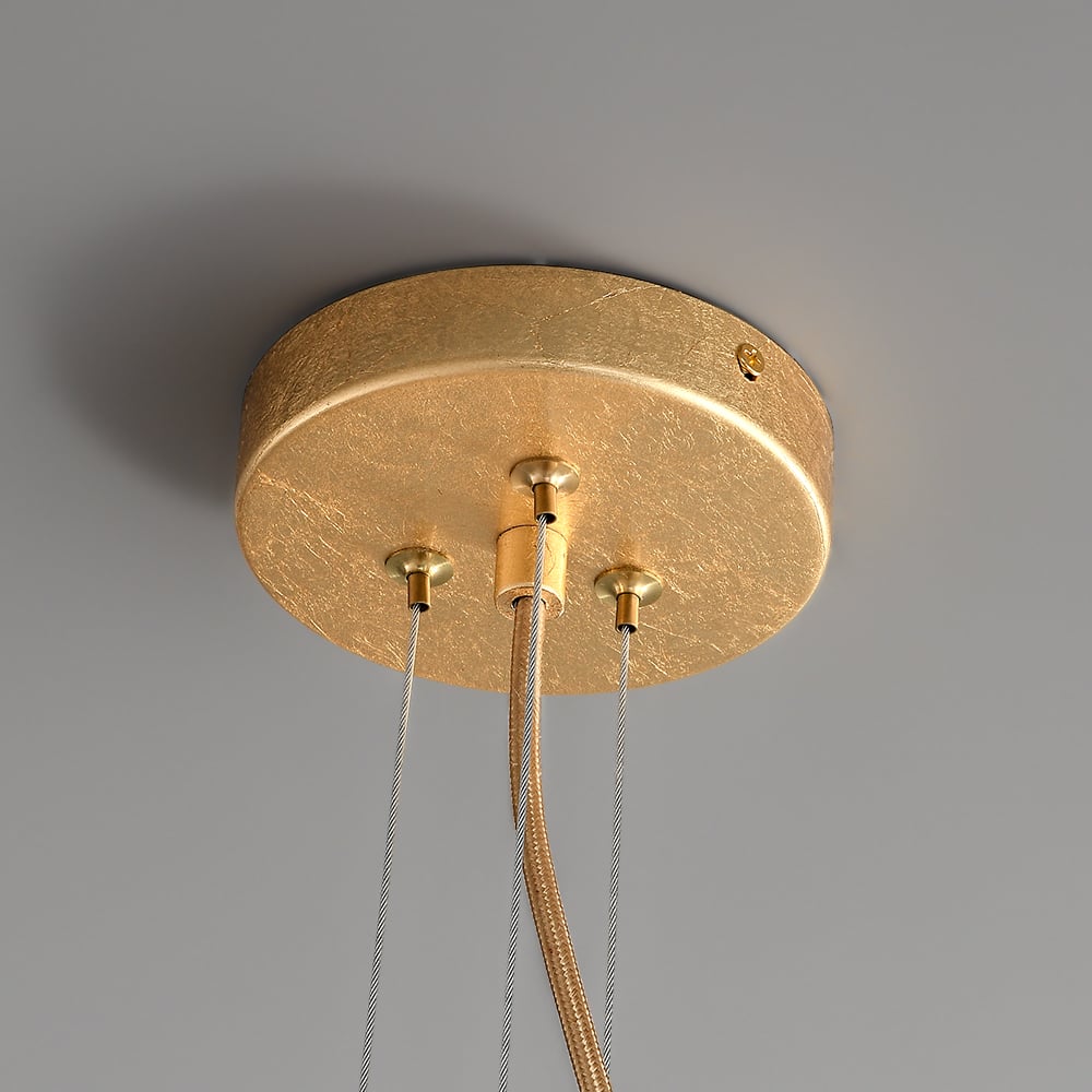 HMR - Glam Gold Chandelier 4-Light Drum Pendant Light Unique Scrolled Shape