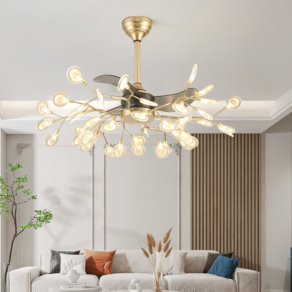 HMR - 37" Firefly Ceiling Fans with 42-Lights 6-Speed Reversible with Remote Control Decor