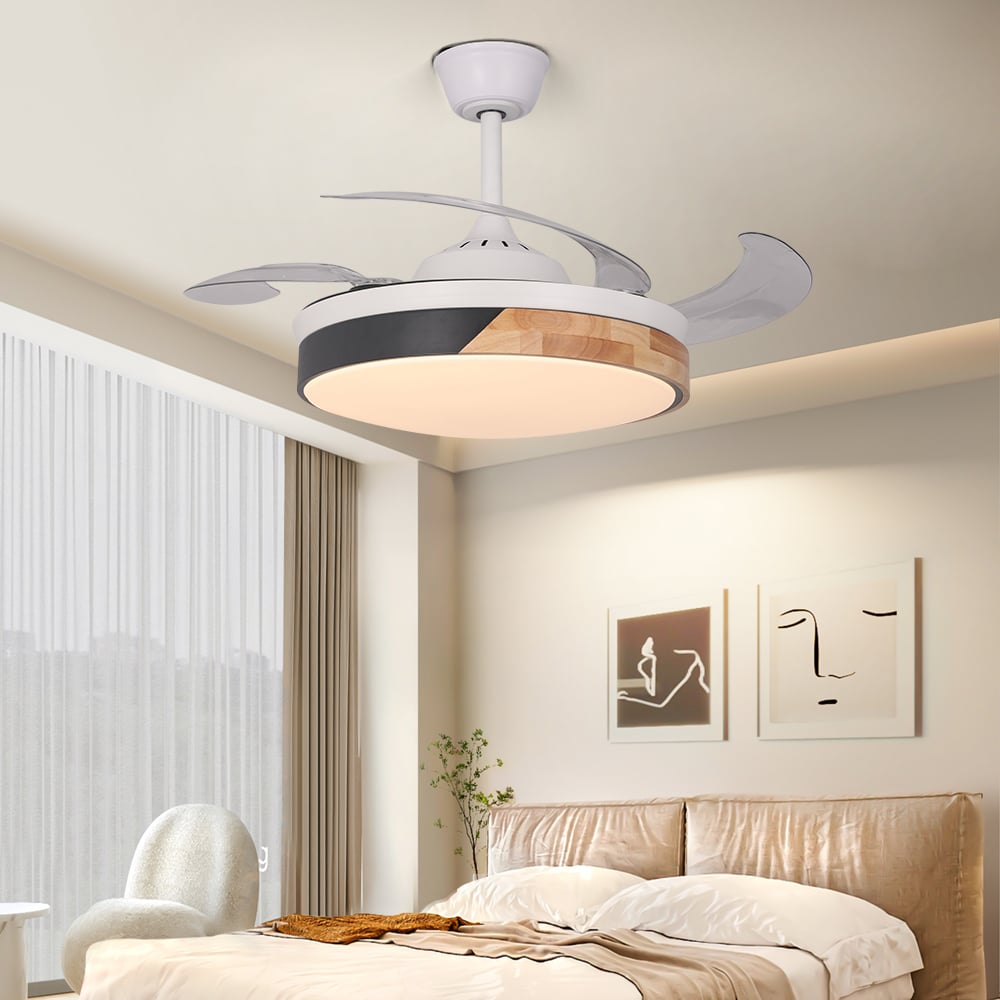 HMR - Nordic 42" LED Ceiling Fans Light 6-Speed Reversible Blades with Remote Control
