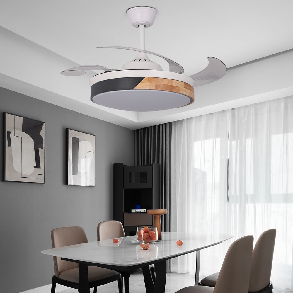HMR - Nordic 42" LED Ceiling Fans Light 6-Speed Reversible Blades with Remote Control