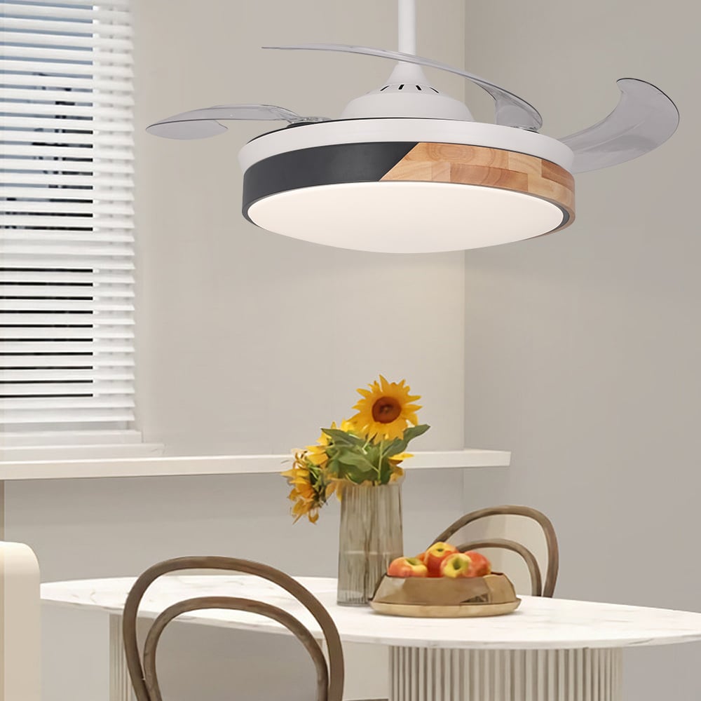HMR - Nordic 42" LED Ceiling Fans Light 6-Speed Reversible Blades with Remote Control