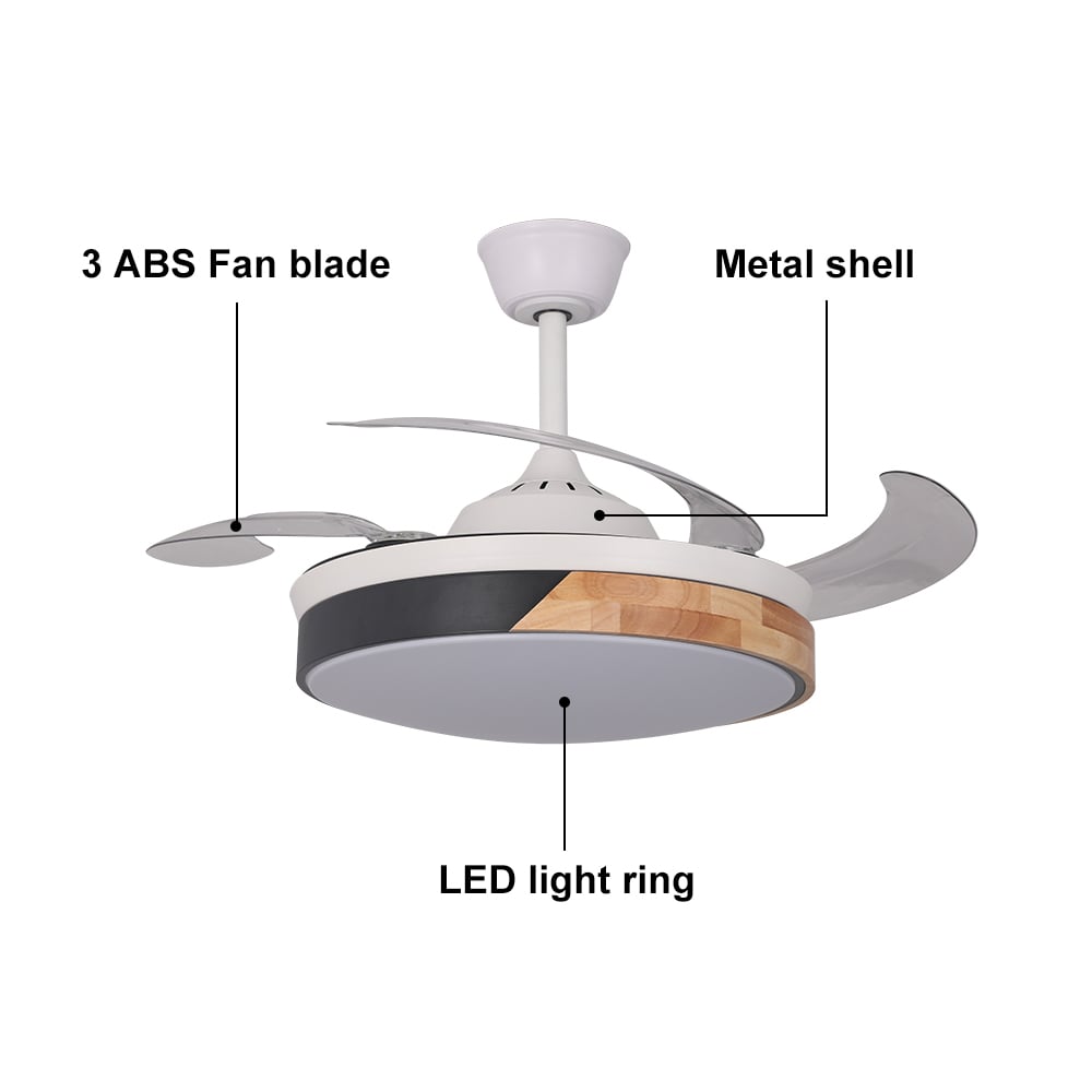 HMR - Nordic 42" LED Ceiling Fans Light 6-Speed Reversible Blades with Remote Control