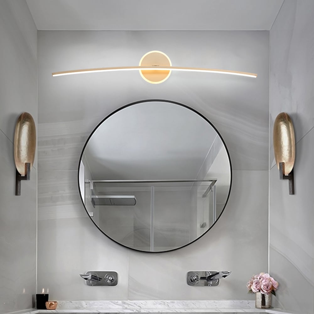 HMR - Gold Bathroom Vanity LED Wall Light Modern Wall Sconce with White Silicone Shade