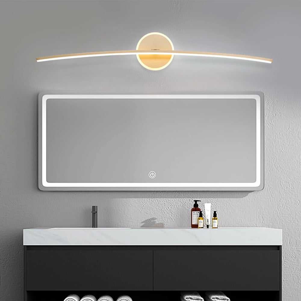 HMR - Gold Bathroom Vanity LED Wall Light Modern Wall Sconce with White Silicone Shade