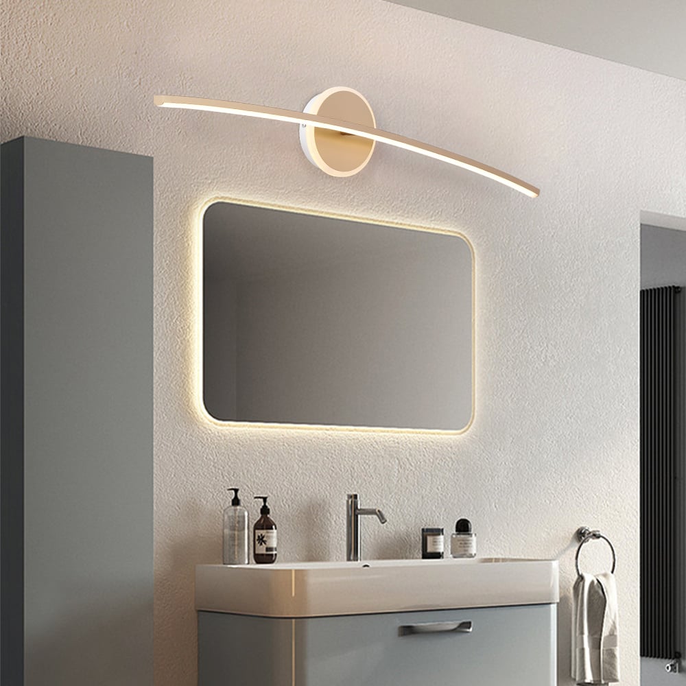 HMR - Gold Bathroom Vanity LED Wall Light Modern Wall Sconce with White Silicone Shade