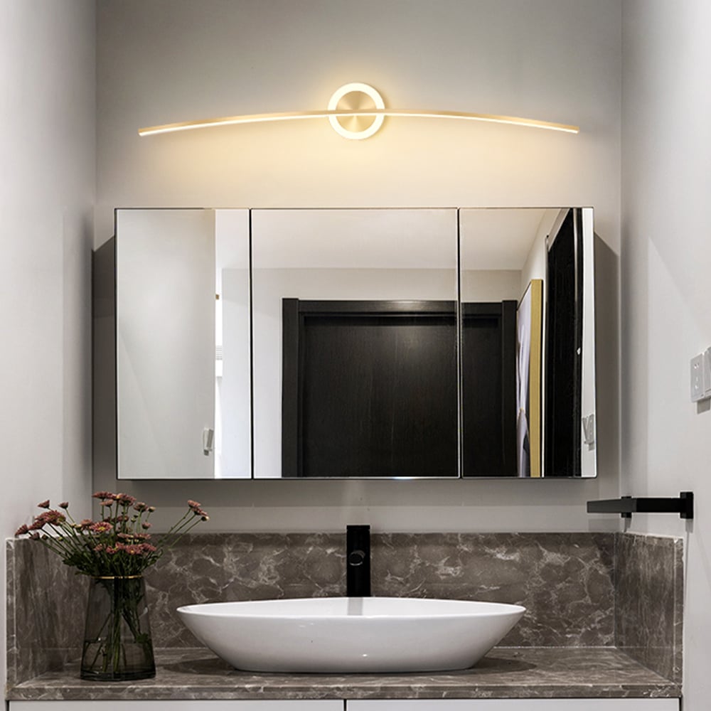 HMR - Gold Bathroom Vanity LED Wall Light Modern Wall Sconce with White Silicone Shade