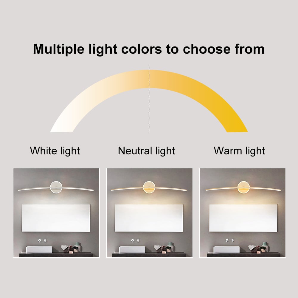 HMR - Gold Bathroom Vanity LED Wall Light Modern Wall Sconce with White Silicone Shade