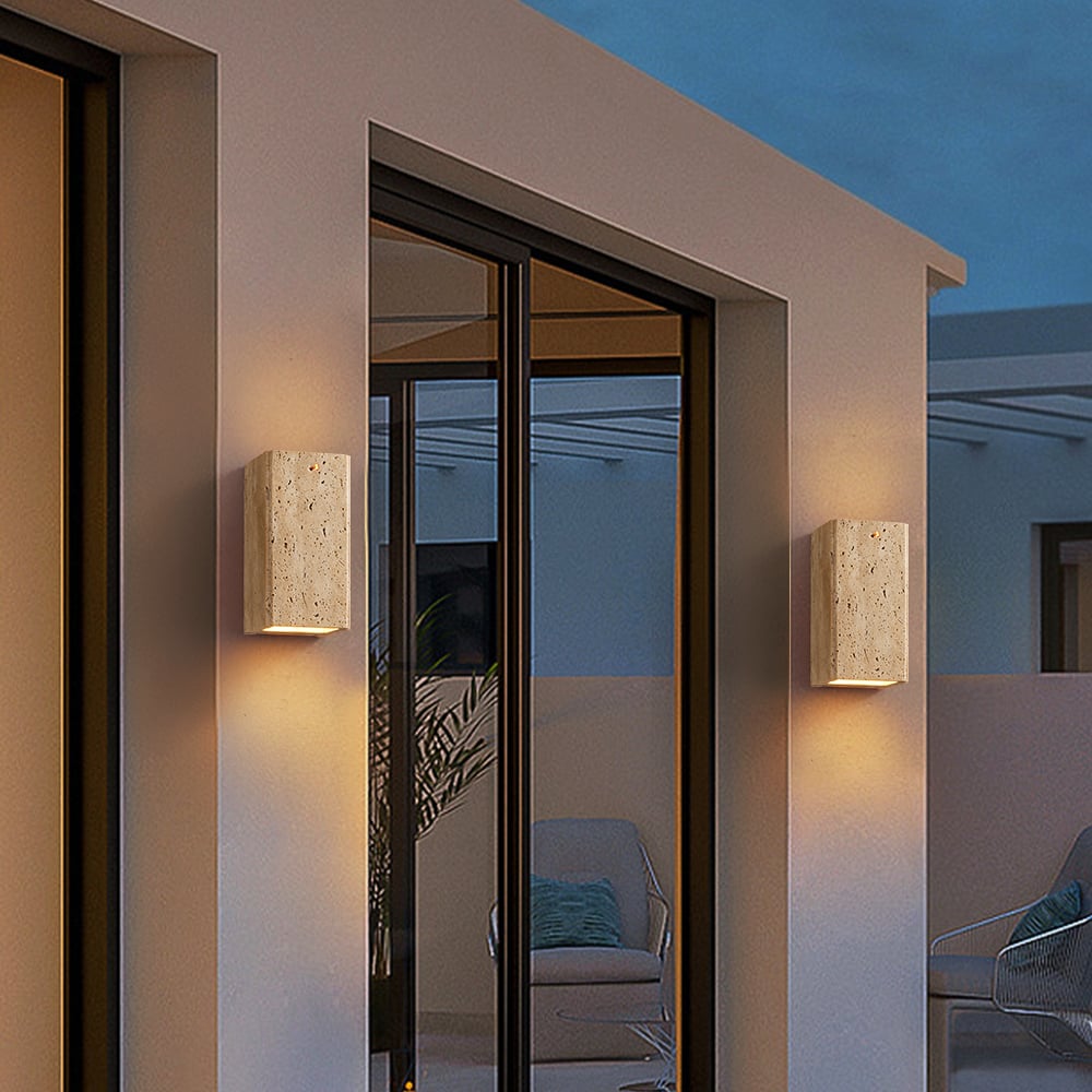 HMR - Travertine LED Outdoor Wall Lighting Modern Waterproof IP65 Outside Wall Sconce