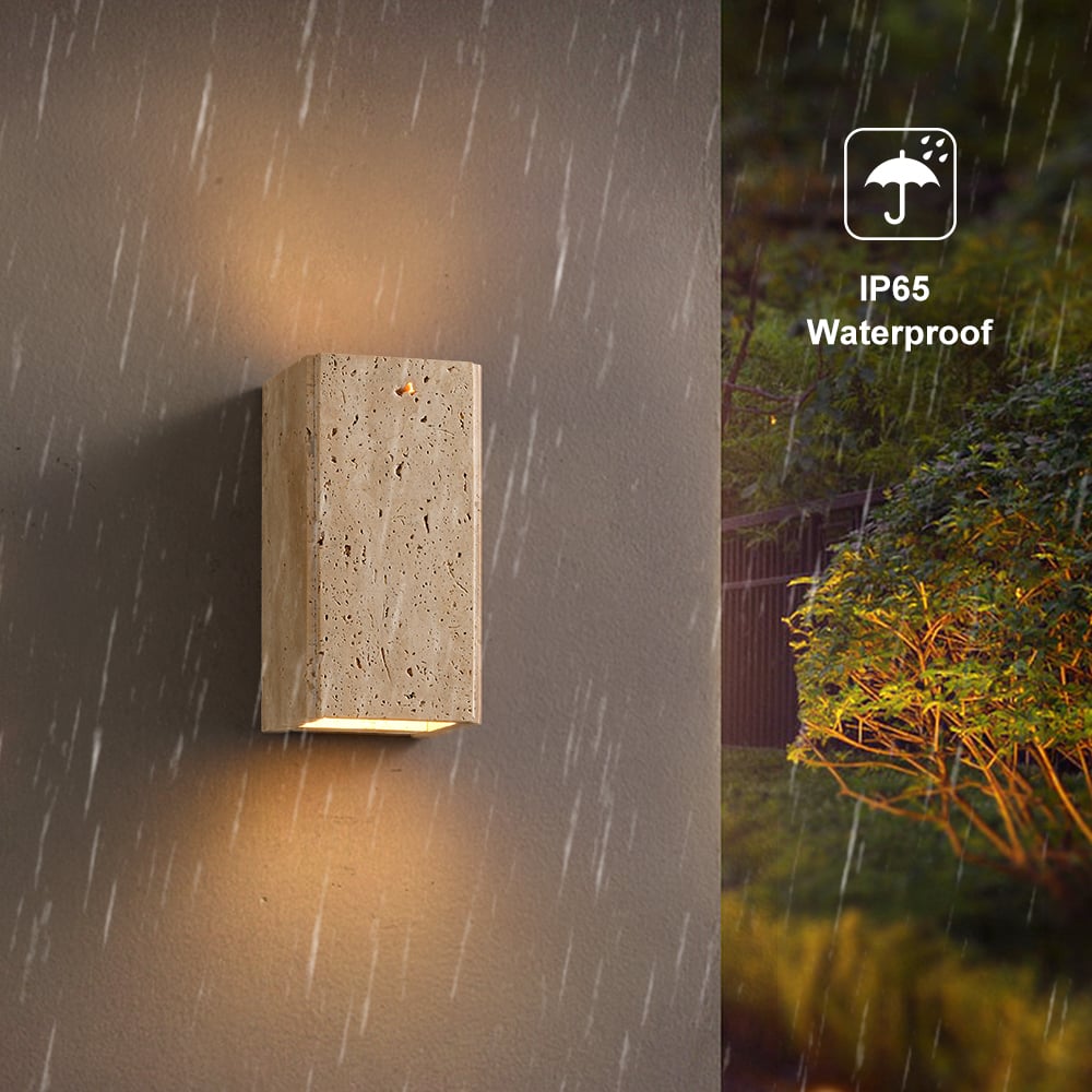 HMR - Travertine LED Outdoor Wall Lighting Modern Waterproof IP65 Outside Wall Sconce