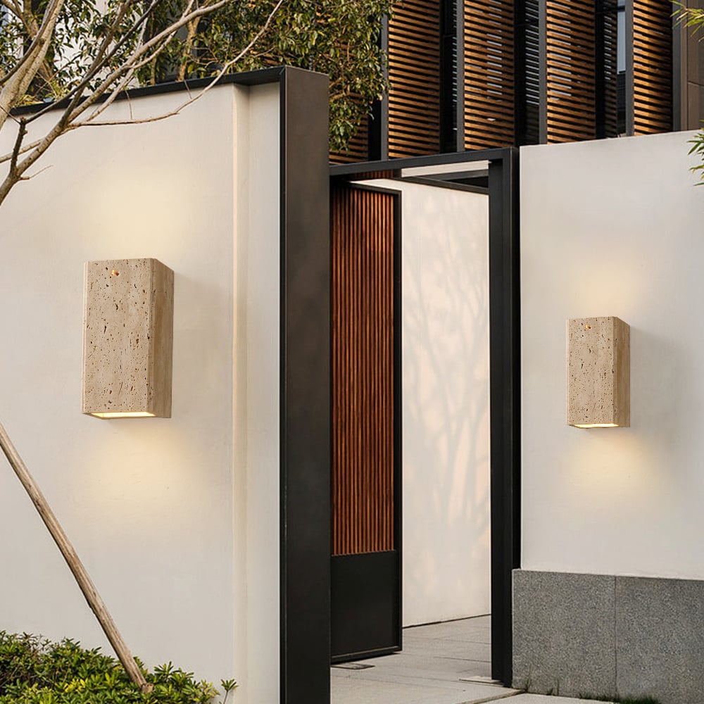 HMR - Travertine LED Outdoor Wall Lighting Modern Waterproof IP65 Outside Wall Sconce