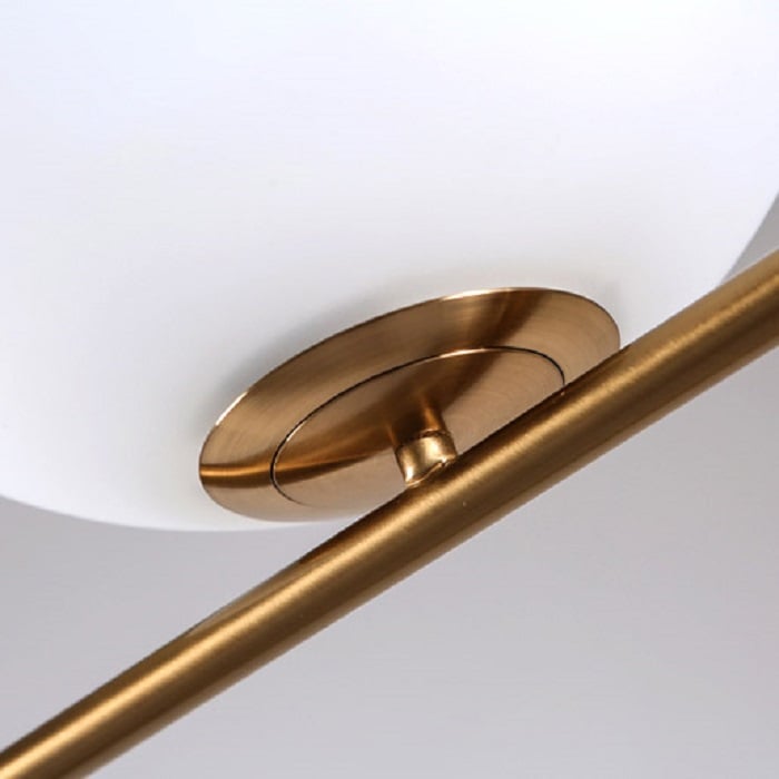 HMR - 63.8" Modern LED Brass 1-Light Floor Lamp White Glass Globe Shade Included