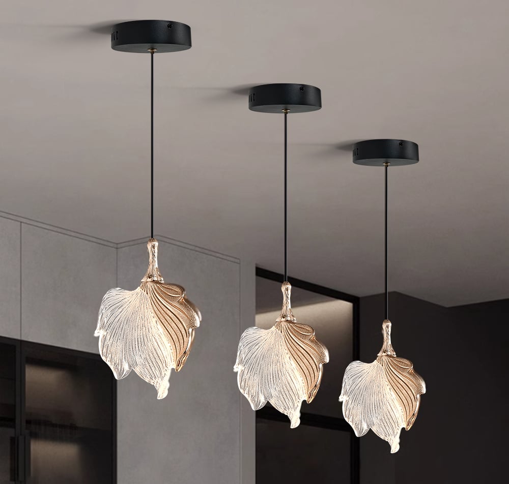 HMR - Gold Dimmable 3-Color Acrylic LED Chandelier Pendant Light