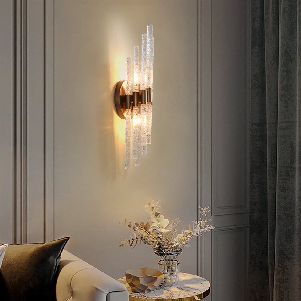 HMR - Morden Minimalist LED Irregular Water Ripple Glass Copper Wall Sconce