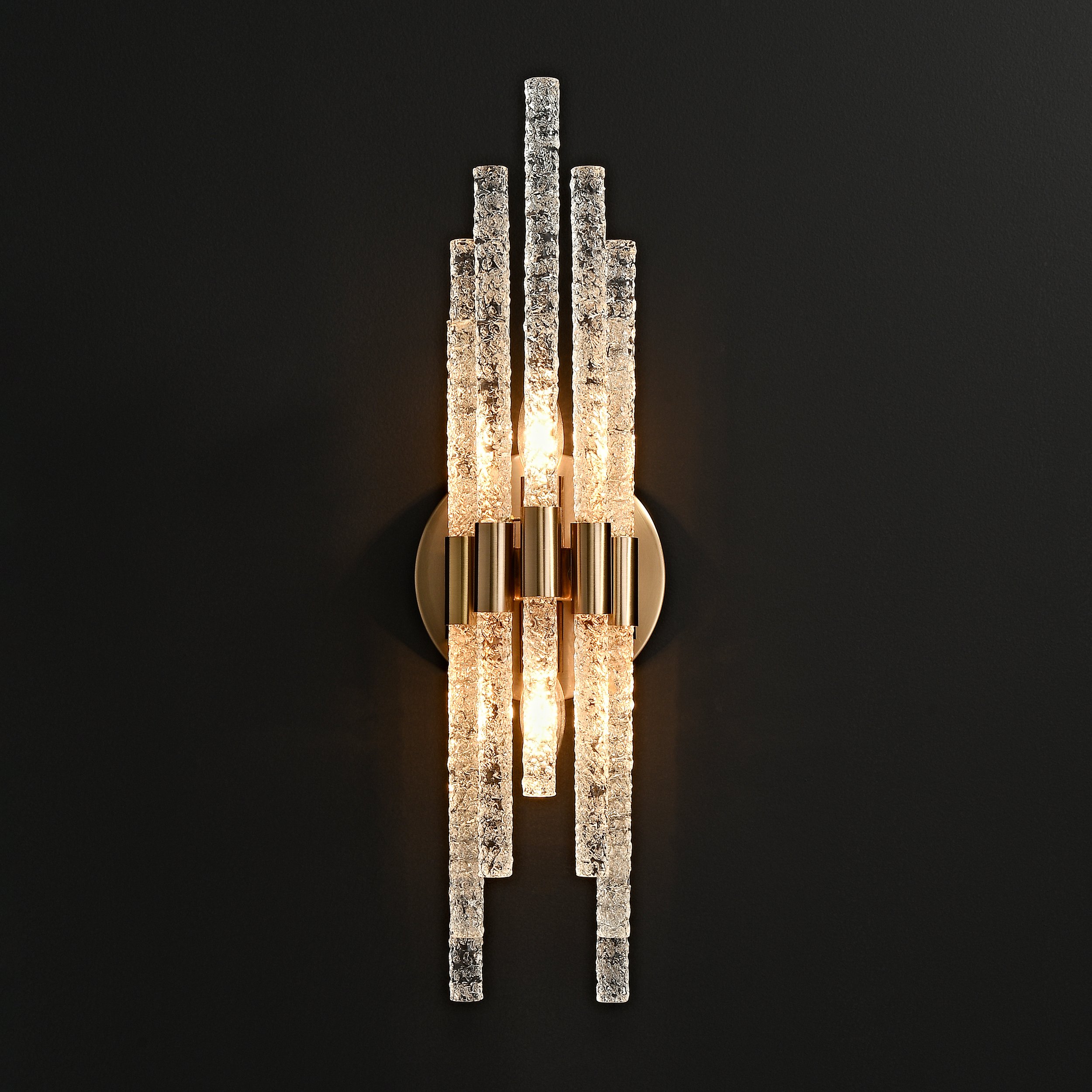 HMR - Morden Minimalist LED Irregular Water Ripple Glass Copper Wall Sconce