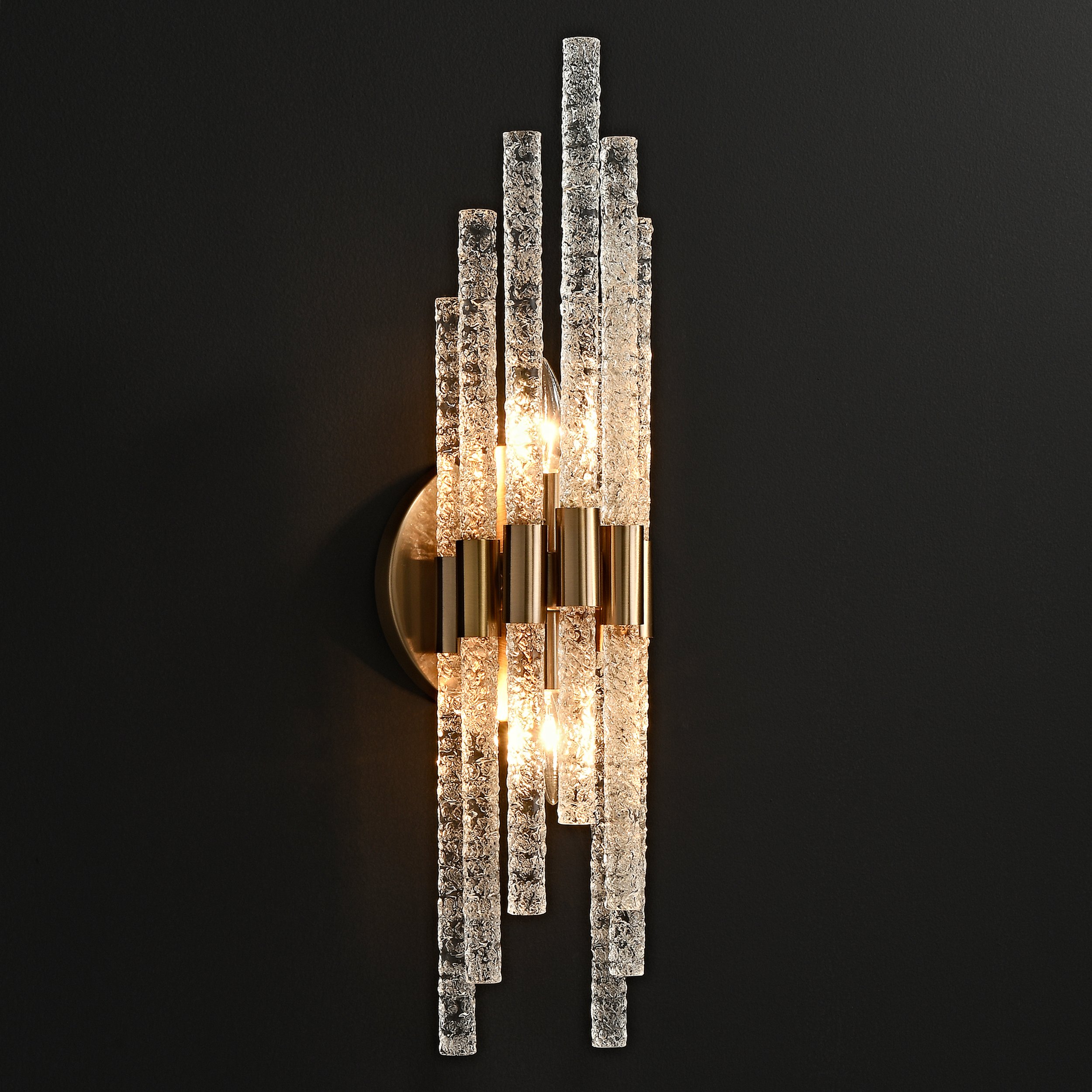 HMR - Morden Minimalist LED Irregular Water Ripple Glass Copper Wall Sconce