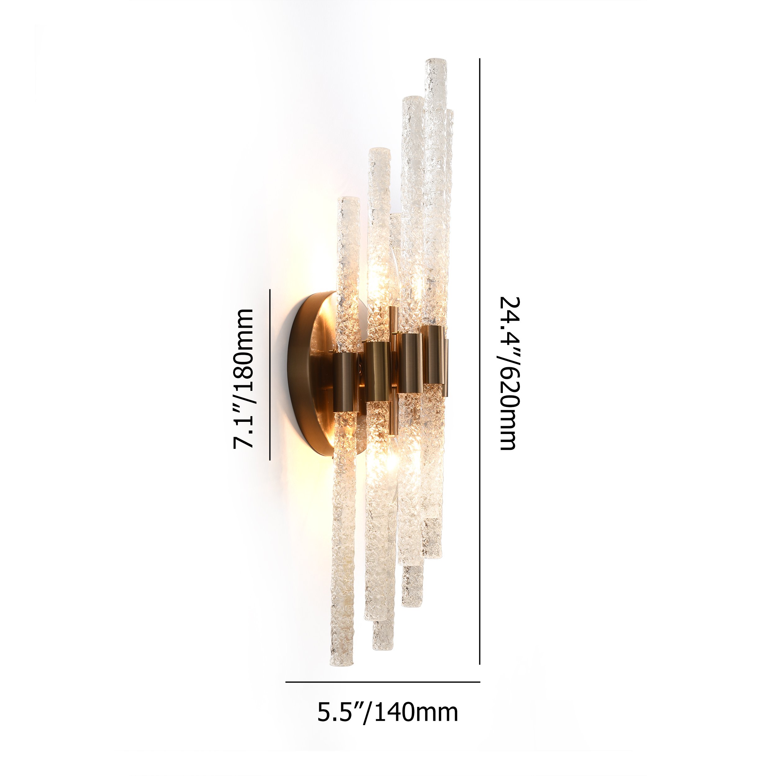 HMR - Morden Minimalist LED Irregular Water Ripple Glass Copper Wall Sconce