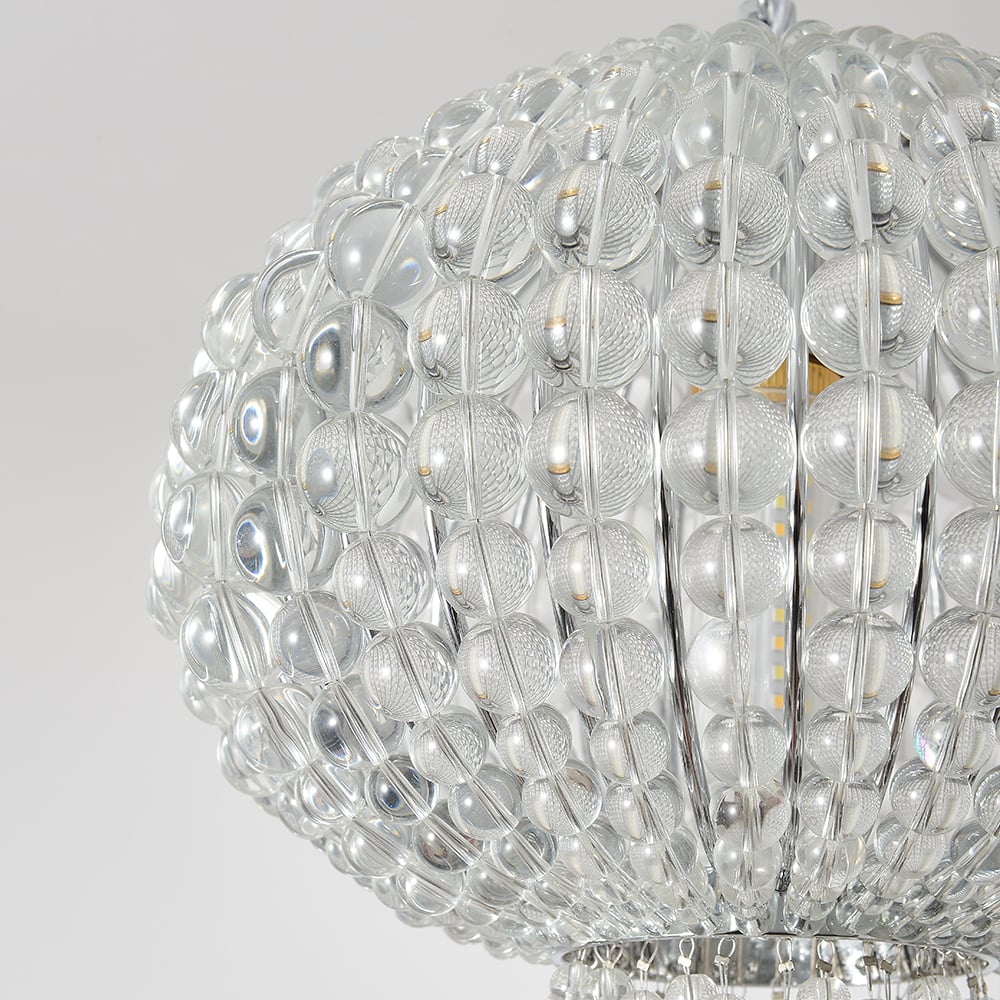 HMR - Glam Chrome Jellyfish Beaded Crystal Chandelier Pendant Light for Foyer Dining Room