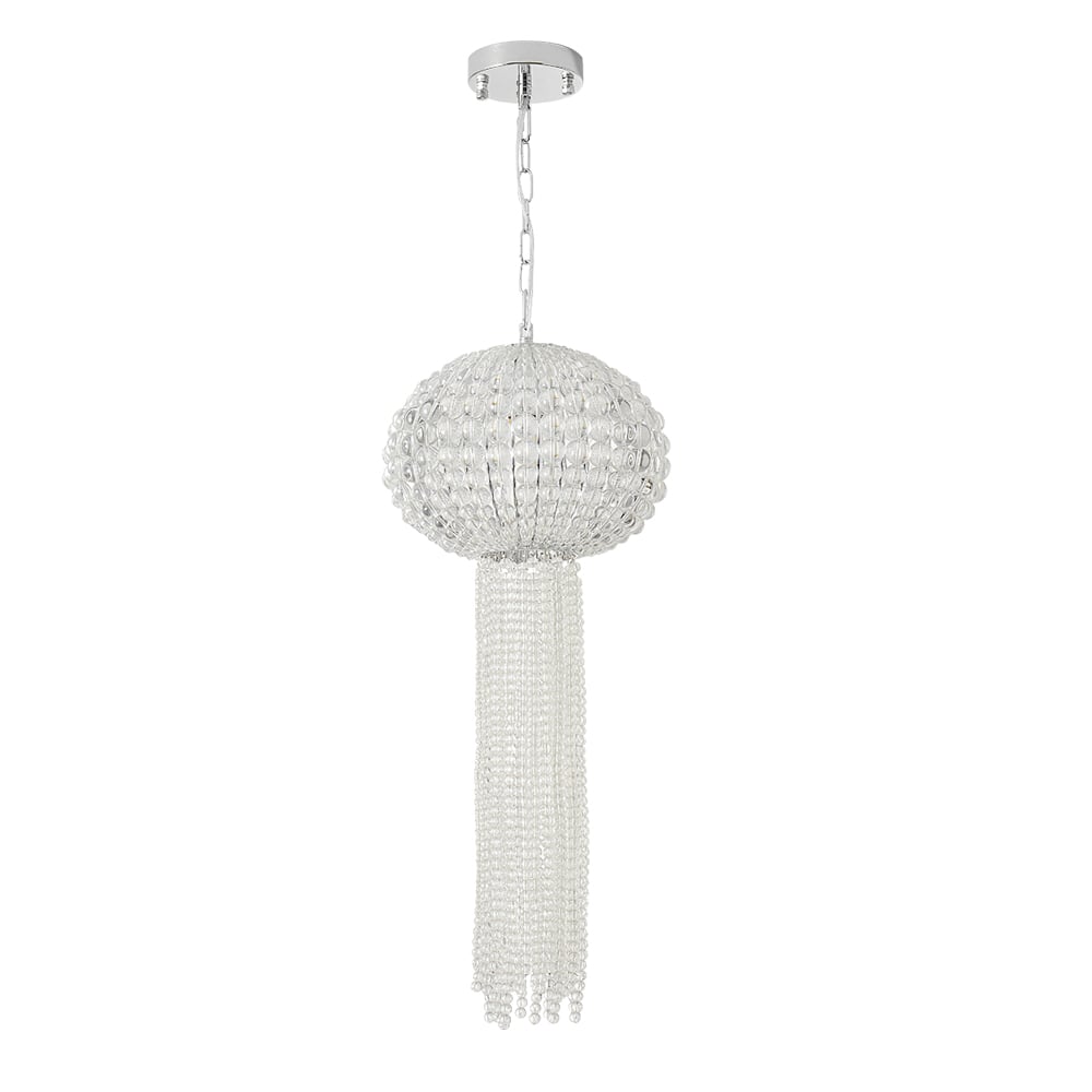 HMR - Glam Chrome Jellyfish Beaded Crystal Chandelier Pendant Light for Foyer Dining Room