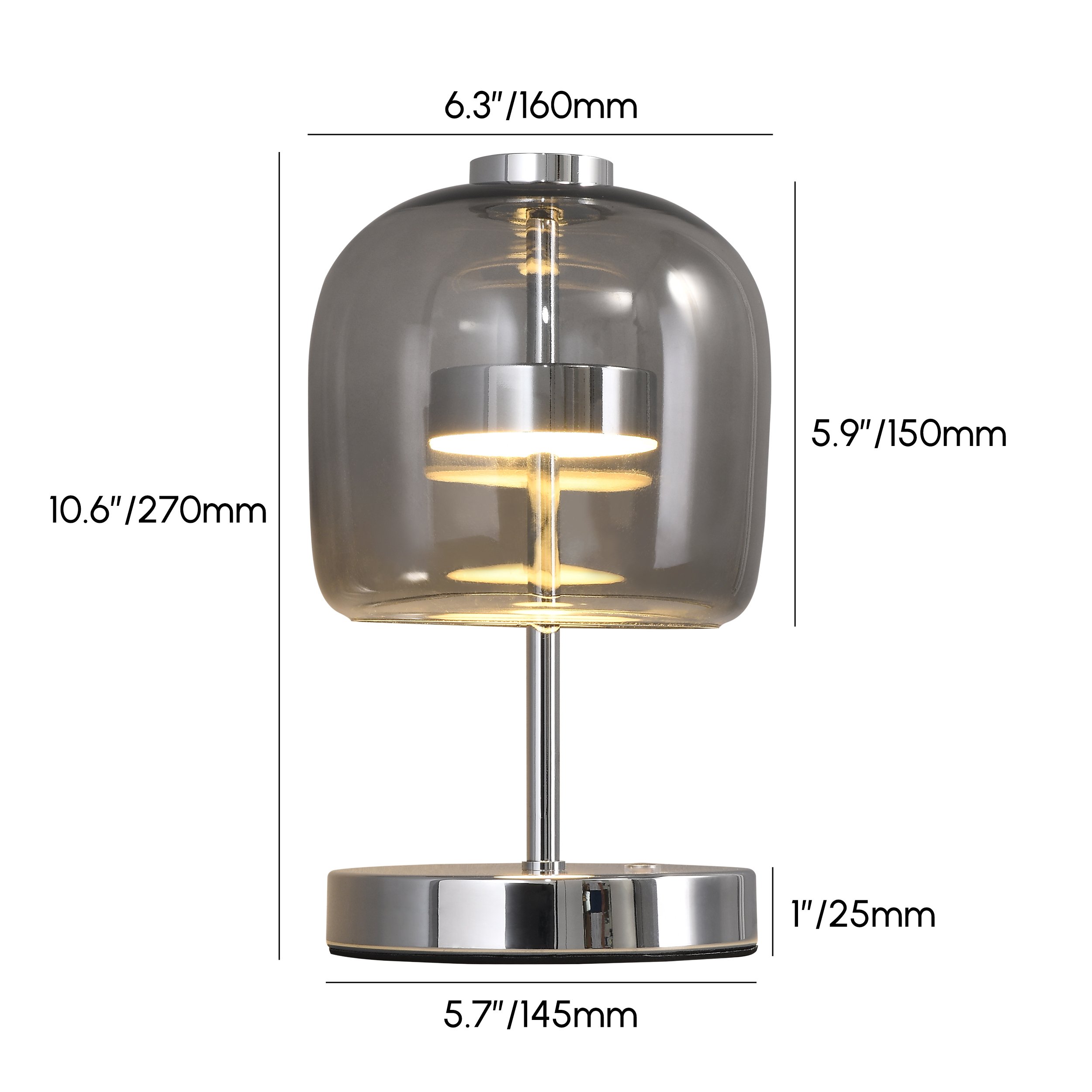 HMR - Modern Chrome 3-Color Light LED Table Lamp