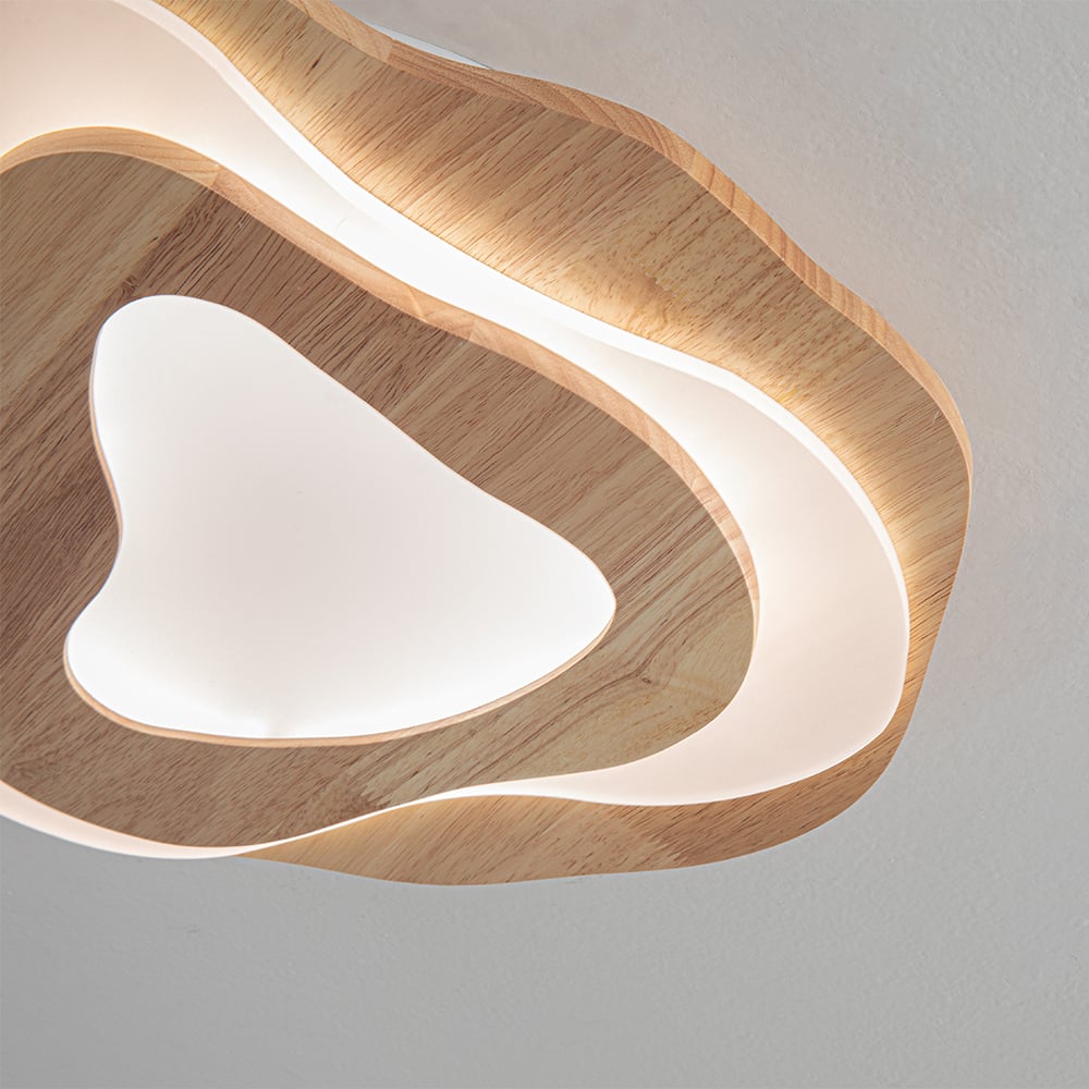 HMR - Nordic Oak Wood Flush Mount LED Irregular Shape Ceiling Light