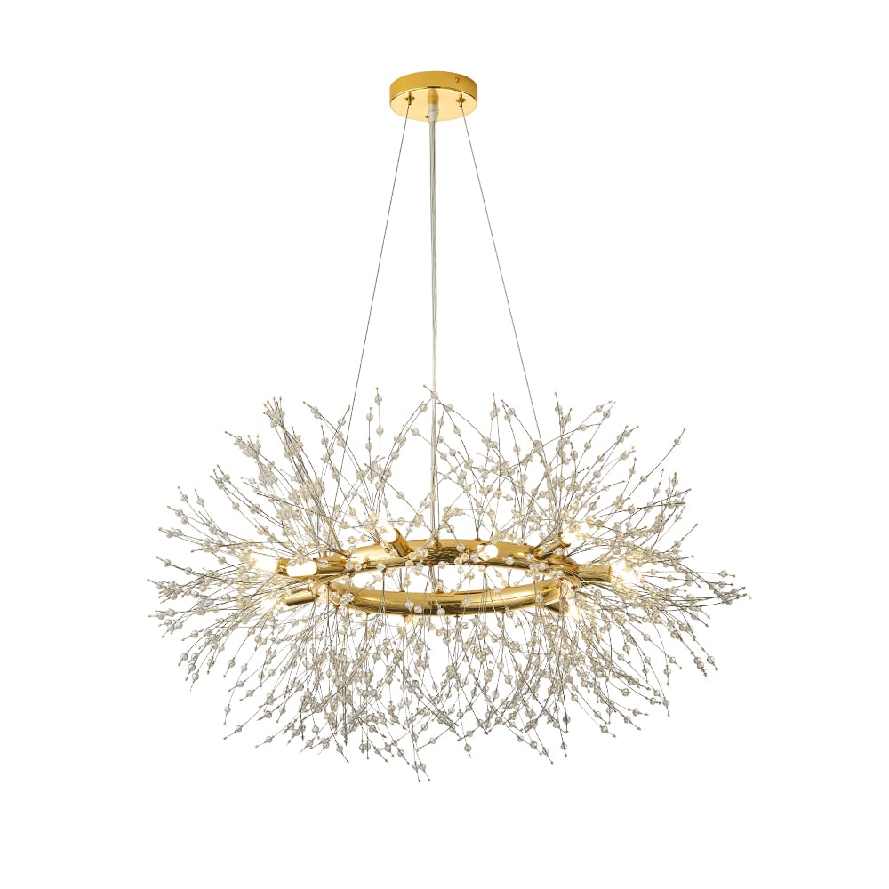 HMR - Mid Century Modern 12-Light Crystal Firework Sputnik Chandelier Pendant Ceiling Light