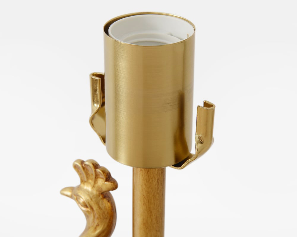 HMR - Mid Century Modern Golden Resin Peacock Table Lamp