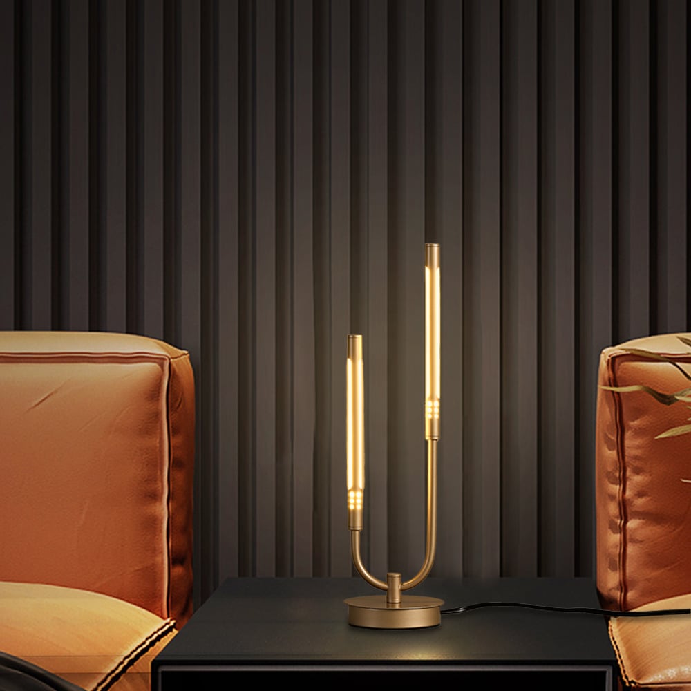 HMR - Gold Candle-Stick Table Lamp Built-in LED Modern Portable Desk Lamp