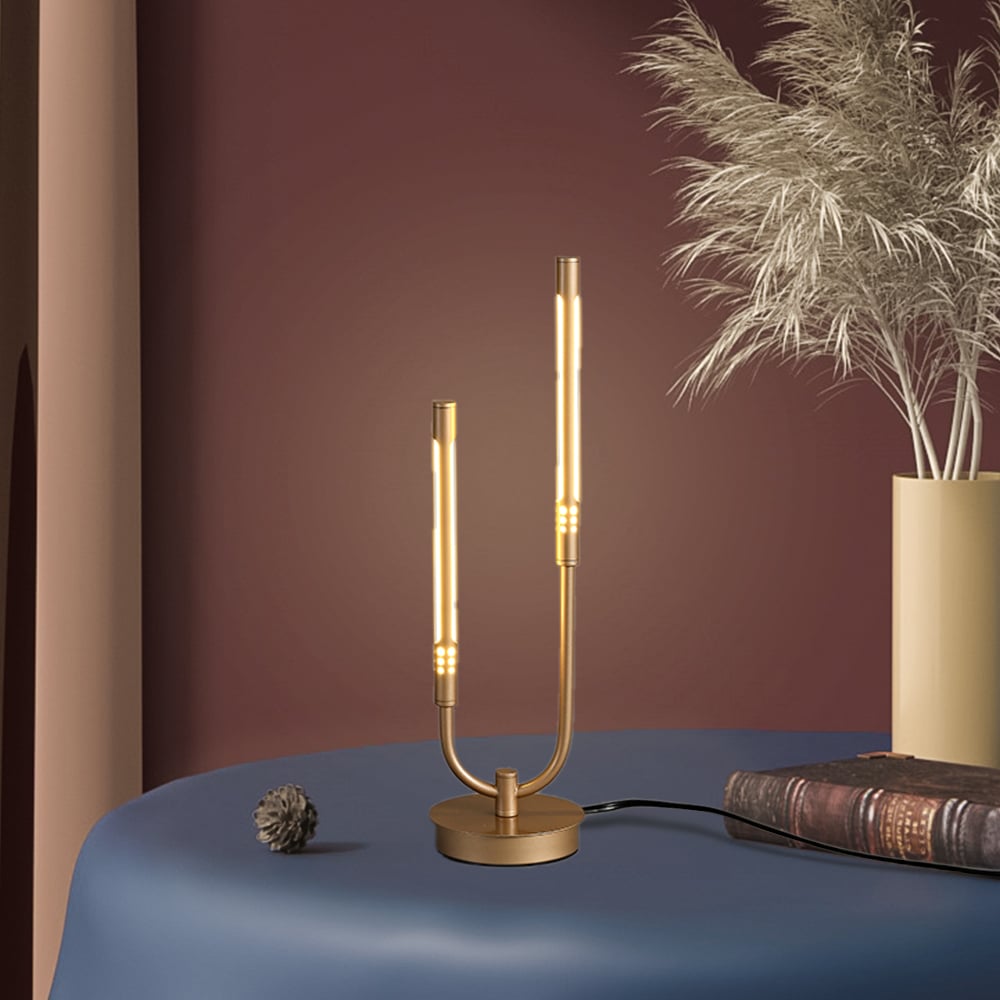 HMR - Gold Candle-Stick Table Lamp Built-in LED Modern Portable Desk Lamp