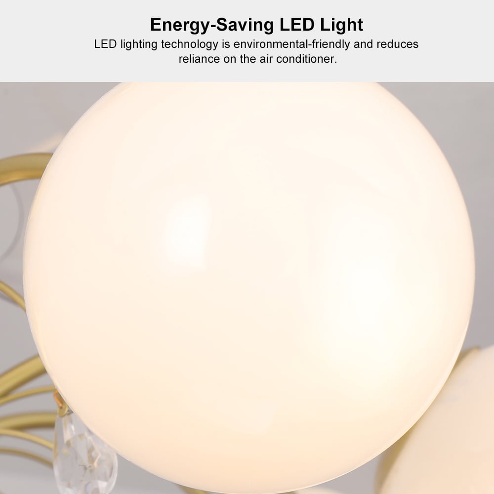 HMR - 9-Light Gold Chandelier Bladeless Ceiling Fans with Light in Glass Shade Remote Control
