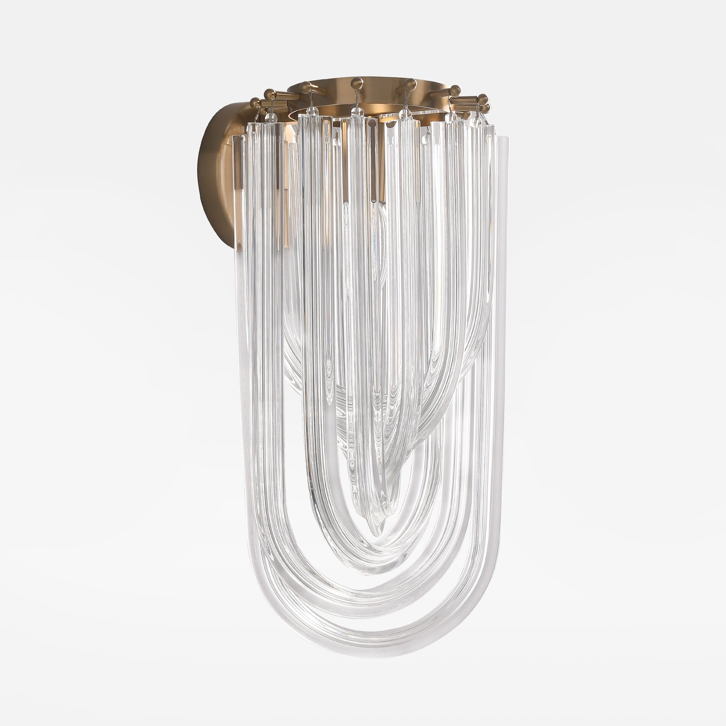 HMR - Modern Luxury Tiered Clear Glass1-Light Gold & Brass Wall Lighting