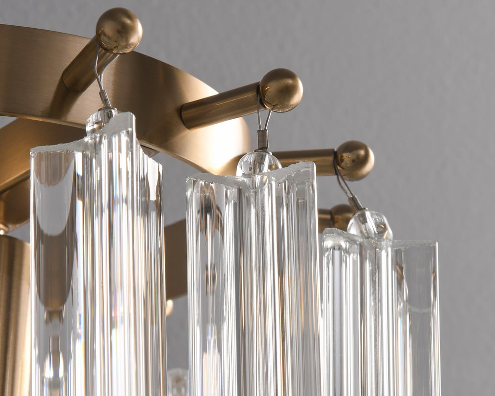 HMR - Modern Luxury Tiered Clear Glass1-Light Gold & Brass Wall Lighting