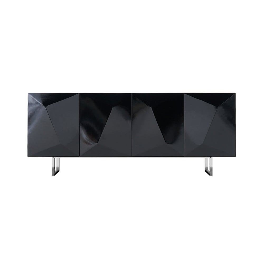 HMR 71" Modern Wood Sideboard and Buffets with 4 Doors Adjustable Shelves - Black