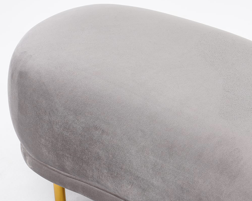 HMR Modern Curved Bench with Velvet Upholstered - Gray