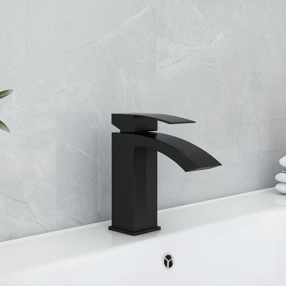 HMR Single Hole Deck Mounted Bathroom Sink Faucet - Black