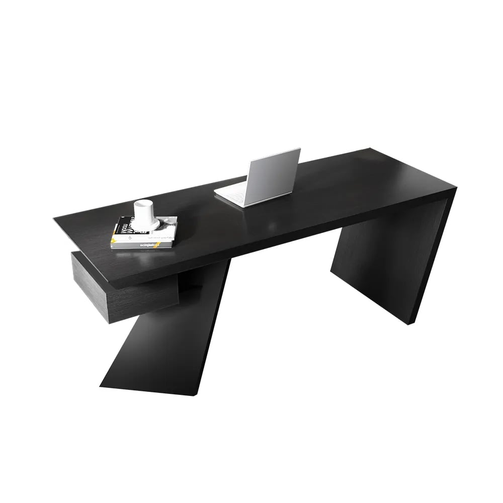 HMR Cabstract Series Modern 63" Office Desk with Drawer - Black