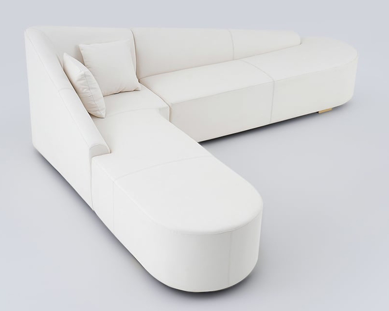 HMR Modern 6-Seater L-Shaped Corner Faux Leather Upholstery Sectional Sofa - White